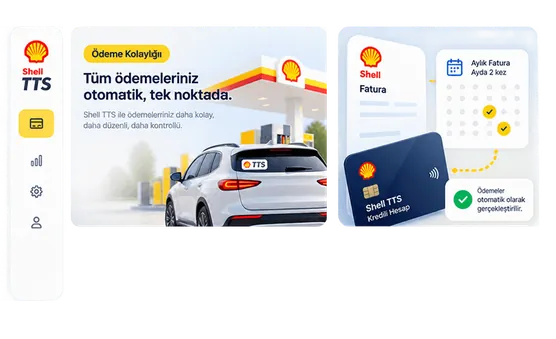 Shell tanımlı kredili hesap ve otomatik ödeme ekranı